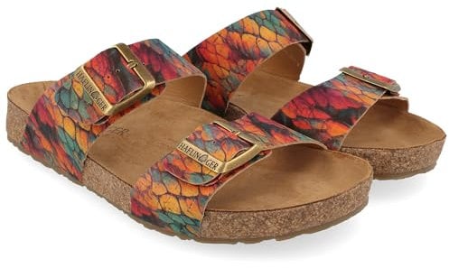HAFLINGER Bio Andrea Leder Pantolette Sandale Corkmulti Feather (1740), Gr 40