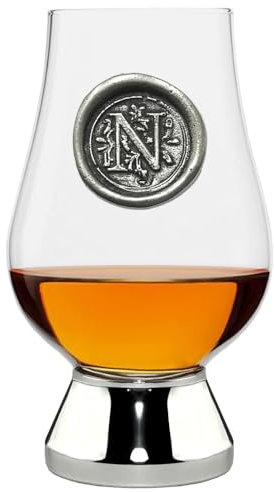 English Pewter Company Glencairn Personalised Whisky Glass with Monogram Initial - Unique Gifts for Men - with Your Choice of Initial 200ml [WGP214] (N)