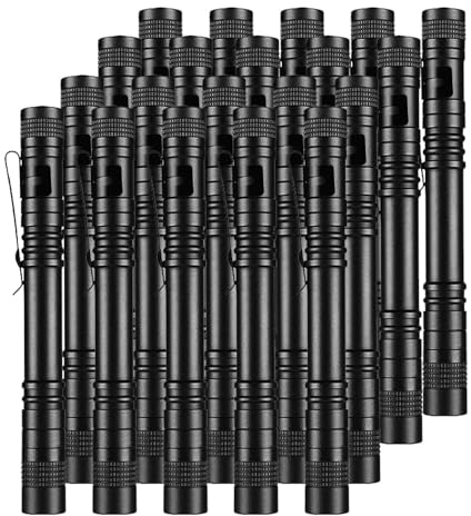 MODOAO Torcia tascabile a penna, confezione da 20 mini torce a LED, super piccole torce con clip da tasca, torcia LED portatile ultra luminosa per escursioni, campeggio, riparazioni, emergenze