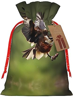 Nazhpo Geschenktüten mit Kordelzug, Motiv: Jagd, fliegender Wild-Druck, Geschenkpapier, Süßigkeiten, Aufbewahrungstasche, wiederverwendbar, Party, Medium, Schwarz