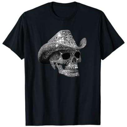 Totenkopf aus Diamanten mit Cowboyhut T-Shirt