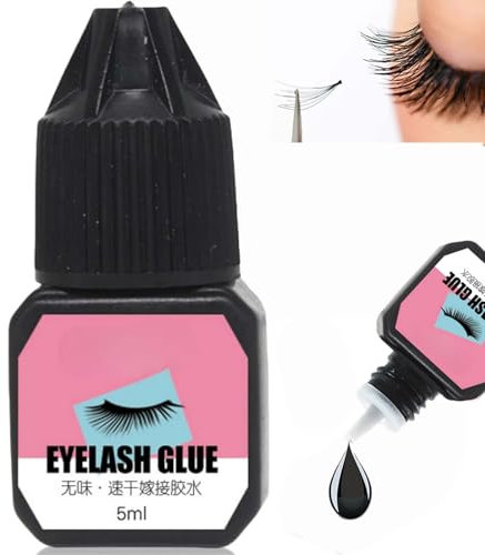 Black Eyelash Extension Glue, Individual Eye Lash Glue Strong, Cluster & Extension Lashes - Waterproof Black Bond & Seal Lash Gel
