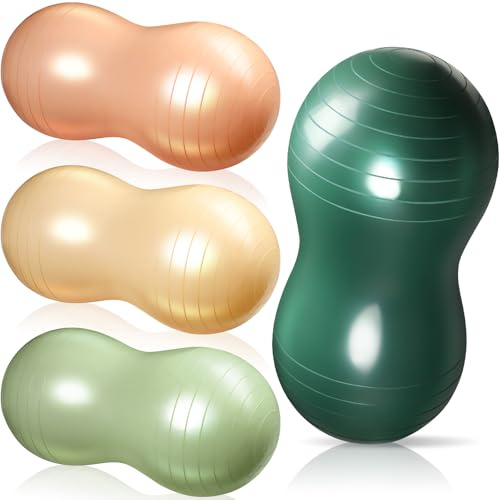Libima 4 Stück Active Seat Erdnuss-Hüpfball, aufblasbar, Übung, Yoga-Ball, Stühle, Sport, Balance, Sitzball mit Pumpe, flexibler Sitz für Stabilitätstraining, Fitnessstudio, Zuhause, Büro, Workout