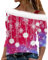 Off Shoulder Weihnachtsshirt Damen Glitzer Chritmas Weinglas Drucken Oberteile Pullover Mesh Langarm Tunika Tops Langarmshirts Bluse Elegant T-Shirts Weihnachtsbluse Weihnachtspullover(Hot Pink,XXL)