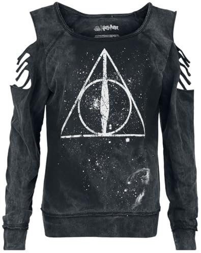 Harry Potter Deathly Hallows Frauen Sweatshirt schwarz L 95% Baumwolle, 5% Elasthan Fan-Merch, Filme