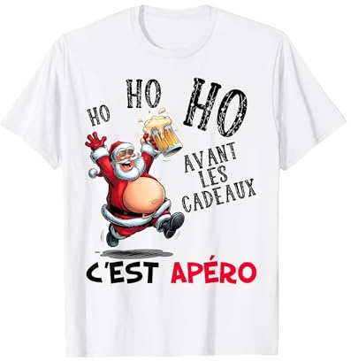 Avant Noël Apéro Bière Père Noël Gros Bide Humour Homme T-Shirt