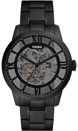 Fossil Herren Analog Mechanisches Handaufzugswerk Uhr mit Edelstahl Armband ME3269
