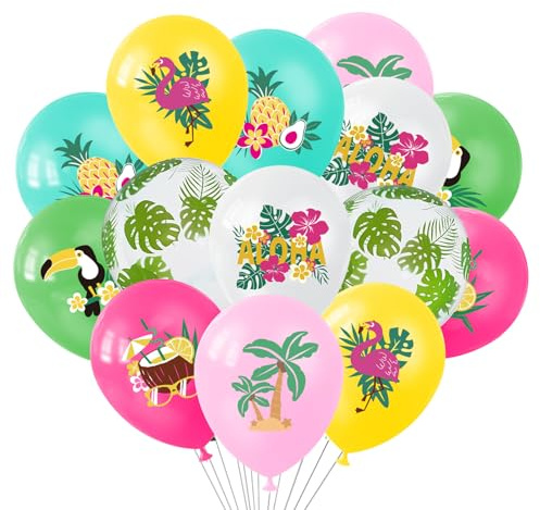 Koboko Hawaii Deko Ballons Set, 50 Stk Flamingo Deko Hawaii Luftballons, Hawaiien Party Deko Ballon, Sommer Deko Ananas Luftballon, Hawaiien Latex Ballons für Sommerfest Hochzeit Party Deko Geburtstag