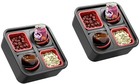 2 Pack Couch KIT SELF Balancing Console Outdoor Indoor Cup Holder Original Tray - Drinks & Snacks Sofa Caddy, Table with Storage and Organizer - for Living Rooms, RV, and Cars, Black, for Gift
