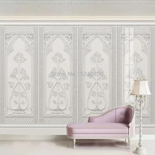 XLMING Bianco Gesso Scultura 3D Carta da Parati Ufficio Sala Pranzo Divano Camera Letto Soggiorno TV Sfondo Muro-200cm×140cm