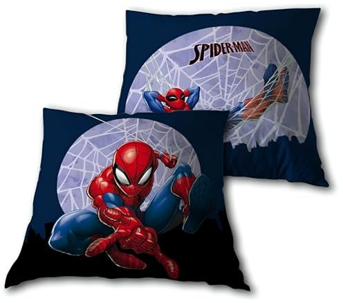 Aymax Marvel Spider-Man Kissen 40x40 cm – Dekokissen mit beidseitigem Spidey-Motiv – Superhelden Kopfkissen für Kinderzimmer, Sofa & Bett – Geschenk für Marvel-Fans