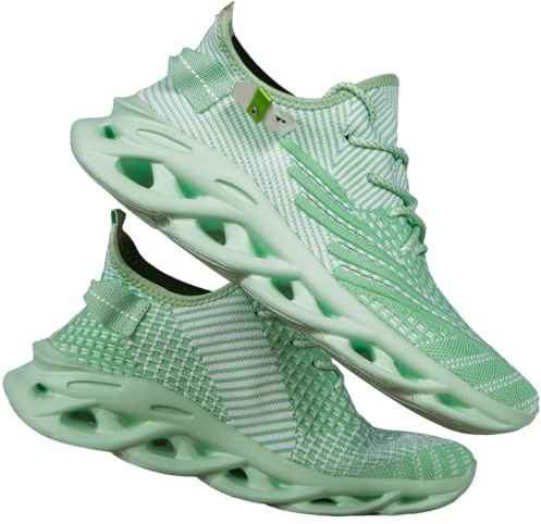 DLWKIPV Men's Running Shoes Walking Tennis Sneakers Fashion Lightweight Breathable Shoe Casual Sports Non Slip On Athletic Workout Gym Shoes Grass Green Size US 11