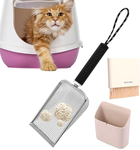 Katzenstreuschaufel, Stahl-Katzenbox-Schaufel, glattes Sieb, platzsparendes Zubehör für Kätzchen, Müll, Hühnerkoto
