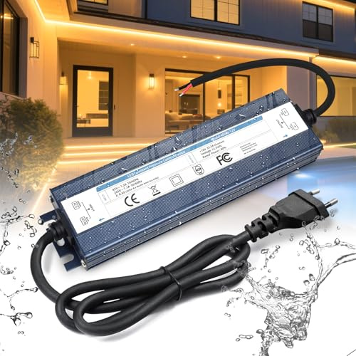 BRIMETI LED Trafo 12V 400W Wasserdicht IP67 Outdoor LED Netzteil 33.3A Mit Stecker Treiber Transformator AC 230V auf DC 12V Außenbereich Dünner Schaltnetzteil Kompakter Konstantspannung für Streifen