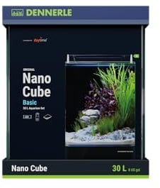 Dennerle Nano Cube Basic, 30 Liter - Mini-Aquarium Set | 30 x 30 x 35 cm, abgerundete Ecken, kompakt für Nano- und Aquaristik-Setups