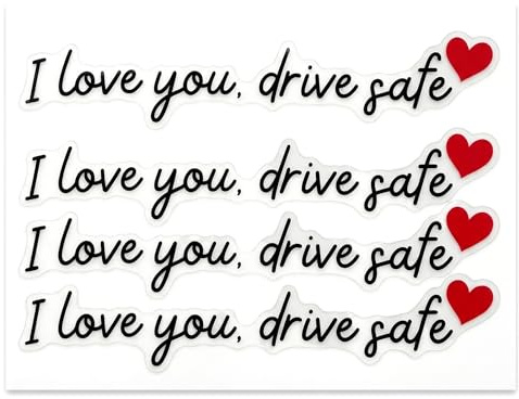 Pack of 3 Drive Safe Car Stickers, I Love You Decal | For Rear View Mirror and Window, Self-Adhesive Car Decoration Accessories, Ideal Gift for Women Men Drivers