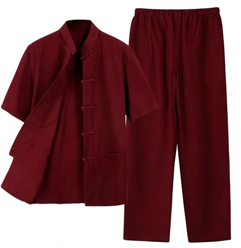 G-LIKE Costume Homme Chinois Arts Martiaux Traditionnels Kung Fu Tai Chi Veste Classique Tangzhuang Manches Longues Chemise Pantalon Uniforme d'Entraînement Ensemble, XL