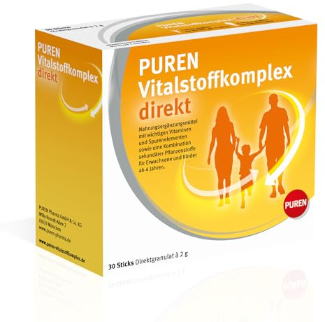PUREN Vitalstoffkomplex 30 Beutel Direktgranulat – bei erhöhtem Vitamin- & Mineralstoffbedarf, ohne Wasser direkt auf die Zunge, mit Eisen, Folsäure, Kupfer, Selen, Zink, Vitamin A, B6, B12, C und D