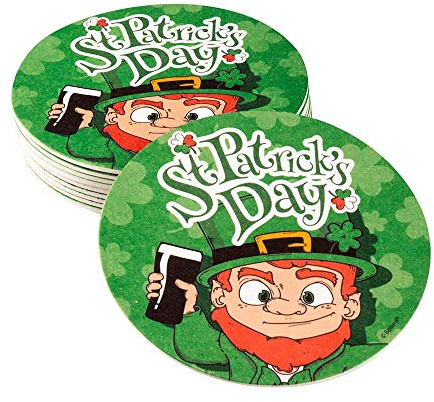 Boland 44905 Lot de 10 Dessous de Verre en Carton Motif St Patrick Diamètre 10 cm