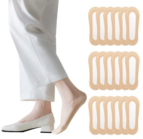 Caudblor 9 Paires Chaussettes Femmes Protège-Pied Invisible Soie Nylon Socquettes anti-dérapant Silicone 36-39 38-41