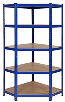 Heavy Duty Corner Steel Shelving Garage Racking Unit 150kg per shelf (5 Levels 1500mm H x 750mm/630mm W x 300mm D)