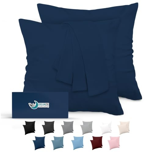 Dreamzie - Kissenbezug 60x60cm - 2er Set - Mikrofaser - Dunkelblau | Oeko-Tex Zertifiziert · Kopfkissenbezug & Kissenhülle · Gebürstete Mikrofaser · Weich · Kuschelig · Flauschig · Waschbar