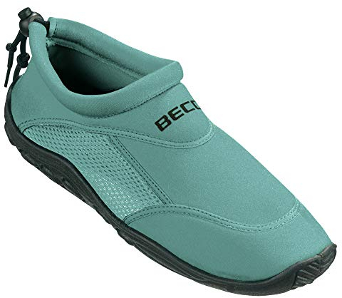 Beco Wasserschuhe Damen & Herren – Neopren Badeschuhe mit Netzeinsatz & Gummisohle, elastische Surfschuhe ideal für Wassersportaktivitäten – in Pertrol, Größe: 43