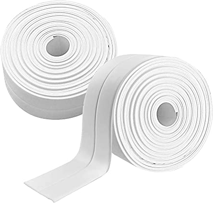 Zhongtou 2 Rouleaux Joint Douche Adhésif Joint Silicone Blanc Salle De Bain PVC Bande Etancheite Salle De Bain Autocollante Anti Moisissure Joint Porte Douche pour Cuisine Toilette Fenêtres