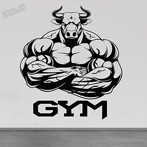 fdgdfgd Gym Logo Vinyl Wandtattoo Stier Muskel Muskelaufbau Fitnessraum Wandaufkleber Wohnzimmer Art Deco
