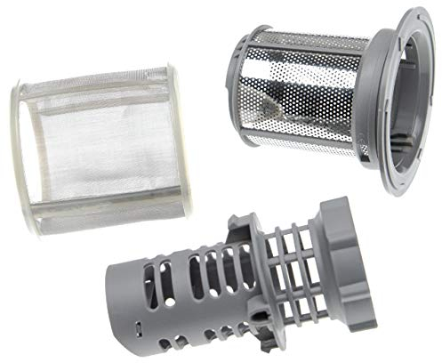 vhbw Feinsieb- / Schmutzsieb-Set (3-teilig) kompatibel mit Hanseatic Geschirrspüler - Spülmaschinensieb, 9cm Silber Grau