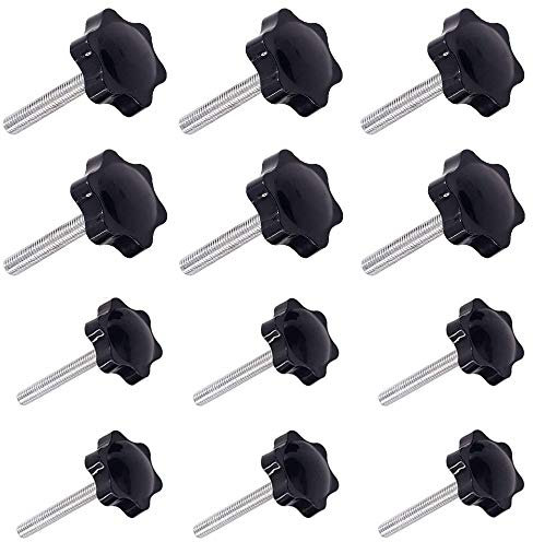 Greluma 12 Piezas M6 (32#) × 40 mm y M8 (38#) × 40 mm Mango de Sujeción de Rosca Macho Gripandles Perillas de Tornillo Empuñaduras Perilla de Estrella