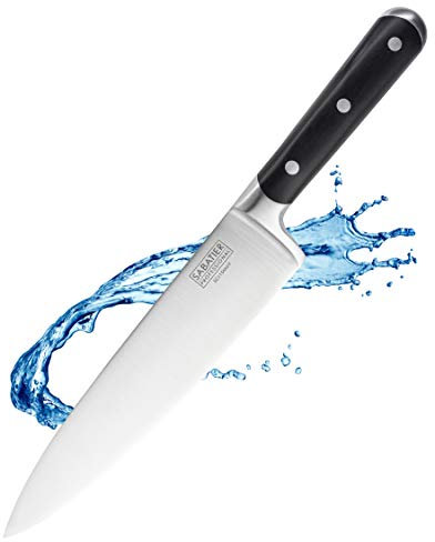Sabatier Professional Large Cooks/Chefs Kitchen Knife - 8in/20cm Full Tang Taper Ground Stainless Steel Blade, Matching Triple Rivet Handle. Sharp for Longer, Lifetime Performance 25yr Guarantee