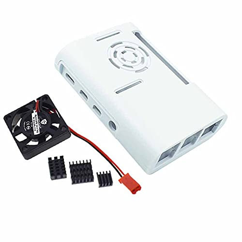 Electronic Case for Raspberry Pi 4 Model B Fan with Cooling Heatsink (White+fan+heat sink)