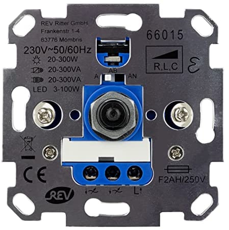 REV TECHNIK Dimmer mit Lasterkennung LED und konventionelle Lampen, 3-300W, 230 V, silbern