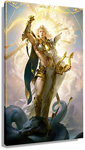 Gott Apollo griechische Mythologie, Wandkunst, Leinwandposter für Wanddekoration, Bilddrucke, antikes griechisches auf Leinwand, vertikale Dekoration für Schlafzimmer, Dekoration, gerahmt, 30,5 x 45,7