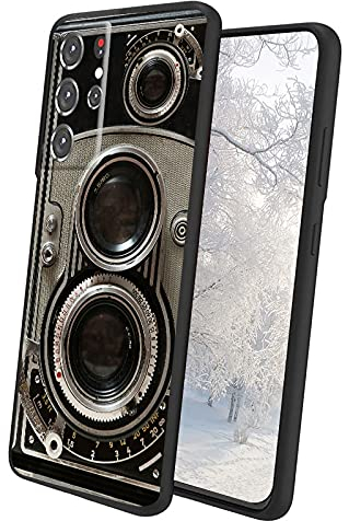 Retro-Kameratasche für Samsung Galaxy S21 Ultra/S30 Ultra Männer Frauen Jungen Mädchen Vintage 70er 80er 90er Old-Fashioned Kamera Funny Antik Look Samsung Case Classic Cool Funny Slim Silikon Hülle