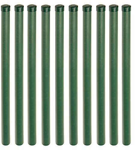 HaGa® Kunststoffpfahl 10 Stück inkl. Abdeckkappe - Zaunpfahl 3,8cm Stärke x 125cm Höhe - Pfahl glasfaserverstärktes und recyceltes PET