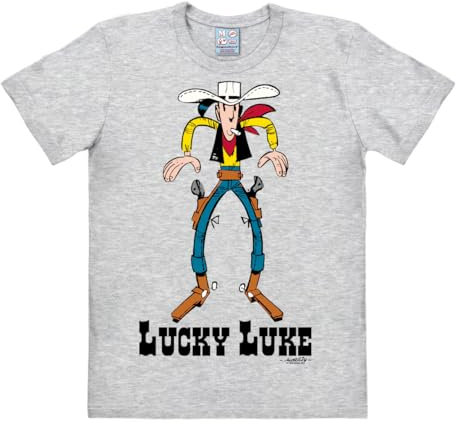 Logoshirt® Lucky Luke Showdown T-Shirt Damen & Herren grau-meliert 3XL