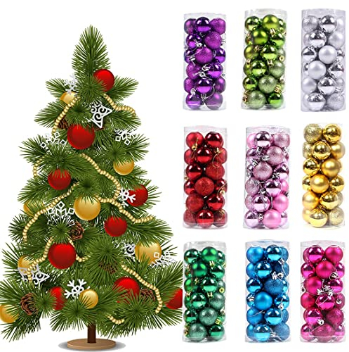 Souarts 24 Stücke Weihnachtskugeln Kunststoff, 3cm Weihnachtsbaumkugeln Weihnachtsbaum Deko Glänzend Weihnachten Dekoration Ornamente Christbaumkugeln