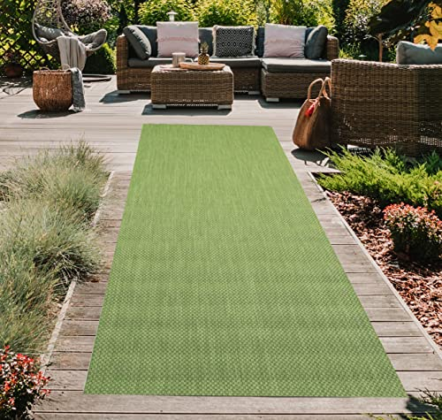 In- & Outdoor Teppich Sisal Optik Terrasse Küche Wohnzimmer Balkon Unidesign grün, 80x200 cm