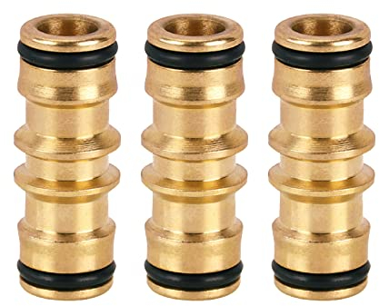 Tesmotor 3 Pcs Messing Doppelstecker Gartenschlauch Schlauchverbinder, Messing Doppelstecker Verbinder Für Schlauchbewässerungsgeräte