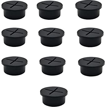 Kabeldurchführung, 10 Stück, 1,9 cm (3/4 Zoll), flexible Kabeldurchführung, Silikon, Kabeldurchführung, Schreibtischdurchführung (schwarz)