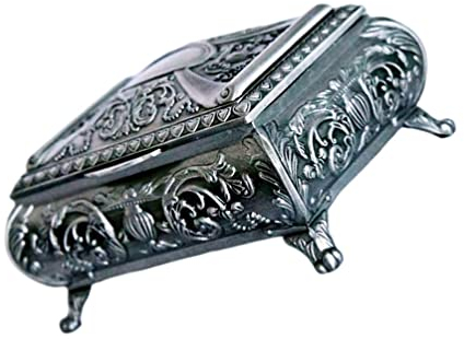 BESPORTBLE Vintage Jewelry Box Schmuckschatulle Vintage Schmuckbox Europ?ischen Schmuckdose Schmuck Box Retro Metall Schmuckk?stchen für Ohrringe Ehering Box Silber