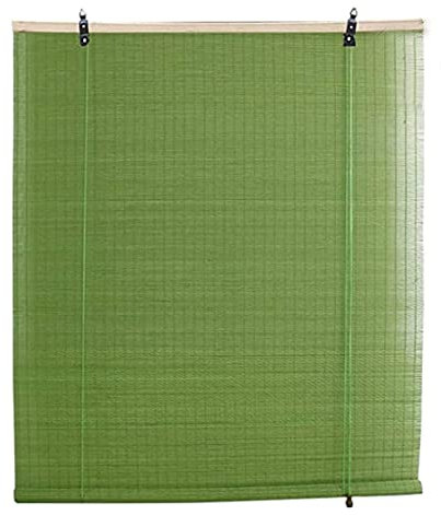 Natürliche Bambus-Rollo Raffrollo,Lichtfilter Bambusrollo,Grün Sichtschutz Rollo für Fenster und Türen,Rollläden Jalousie Sonnenschutz,Seitenzugrollo für Terrasse Garten Balkon (W80xH100cm/32x39in)