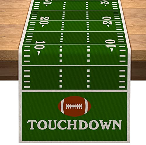 Vohado American Football Court Tischläufer Touch Down Tischdecke für Jungen Sport Geburtstag Party Küche Esszimmer Zuhause Tischdekoration