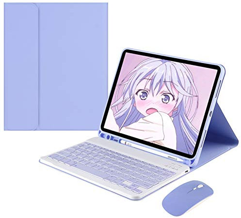 HAODEE pour iPad Air 3 10,5 Pouces 2019 Case avec Crayon Bluetooth Mouse Keyboard Case A2072 A2316 A2324 A2325 (Color : Q Purple N Mouse, Size : Pro 10.5 Air 3)