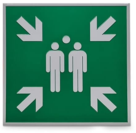 Hinweisschild „Sammelstelle“ - 60,0 x 60,0 cm - Alu geprägt - Fluchtwegschilder nach Norm - DIN EN ISO 7010 E007 - ASR A1.3 E007 - Betriebsausstattung24®