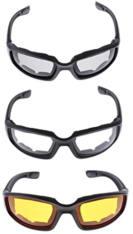 zalati Occhiali da Moto 3 pezzi con imbottitura in schiuma all'interno Occhiali resistenti all'acqua/vento per la guida in moto