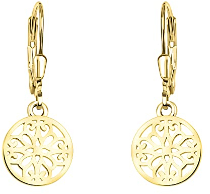 SOFIA MILANI - Damen Ohrringe 925 Silber - vergoldet/golden - Kreis Ornamenten Ohrhänger - E1862