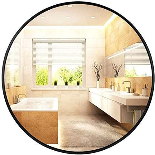 AZICYN Spiegel, Badezimmer Schminkspiegel Clean Large Schminkspiegel Wand Badezimmerspiegel | Circle Schmink- und Rasierspiegel zur Wandmontage (Größe: Schwarz 50cm) (Weiß 70cm)